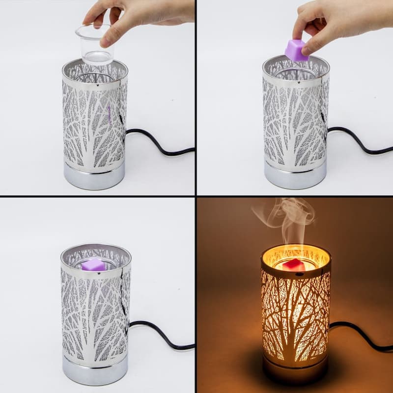 7" Touch lamp/Oil burner/Wax warmer - Silver Galaxy - 3.75*3.75*7