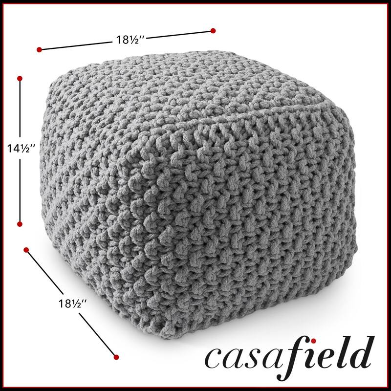Cotton Pouf Ottomans Knit Foot Stool Pouffes for Living Room