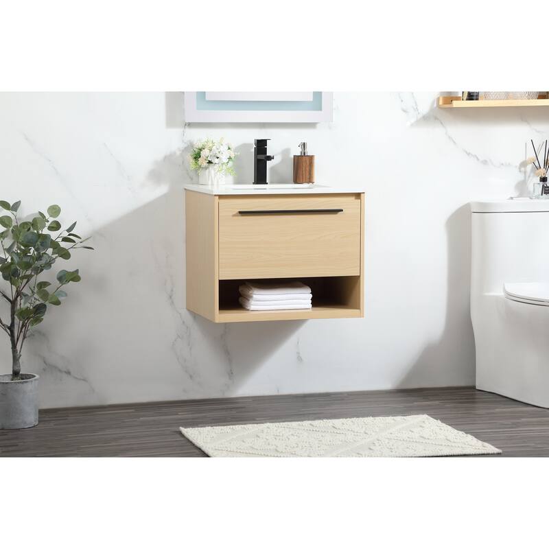Brush 24 - 30 Inch Single Bathroom Vanity - Maple - 24 Inches