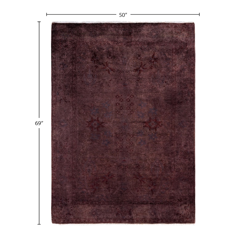 Overdyed One-of-a-Kind Hand-Knotted Area Rug - Purple - 4' 2" x 5' 9"