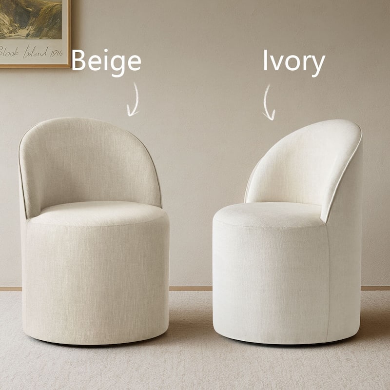 Linen Upholstered Dining Chair with Castors (Set of 2)