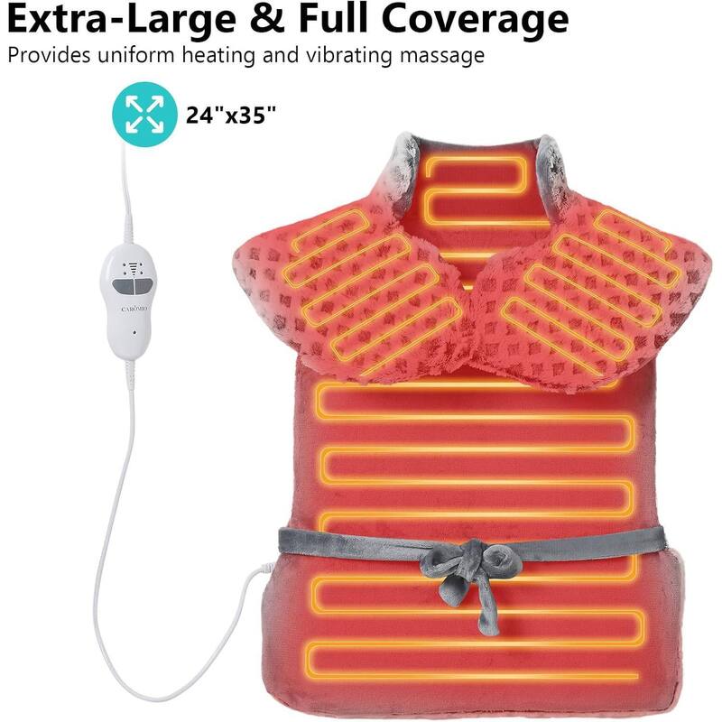 35"x24" Electric 4 Massaging Heating Pad for Back Neck Shoulders Pain Relief, Best Winter Gifts