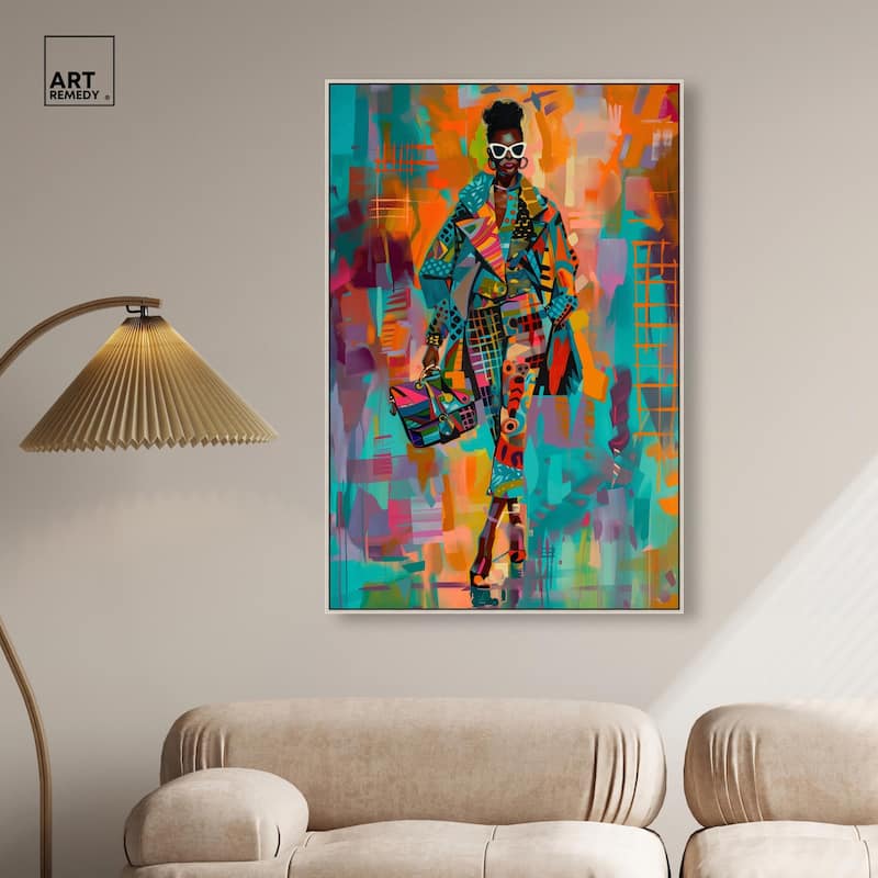 Bold Patchwork Style Canvas by Art Remedy