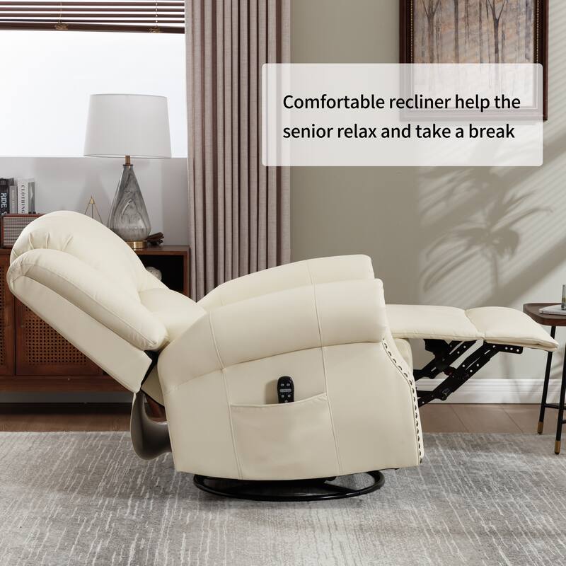 Manual Recliner Chair with Heat & Massage, Ergonomic Lounge Sofa Chair, Swivel Recliner Chair with Side Pocket