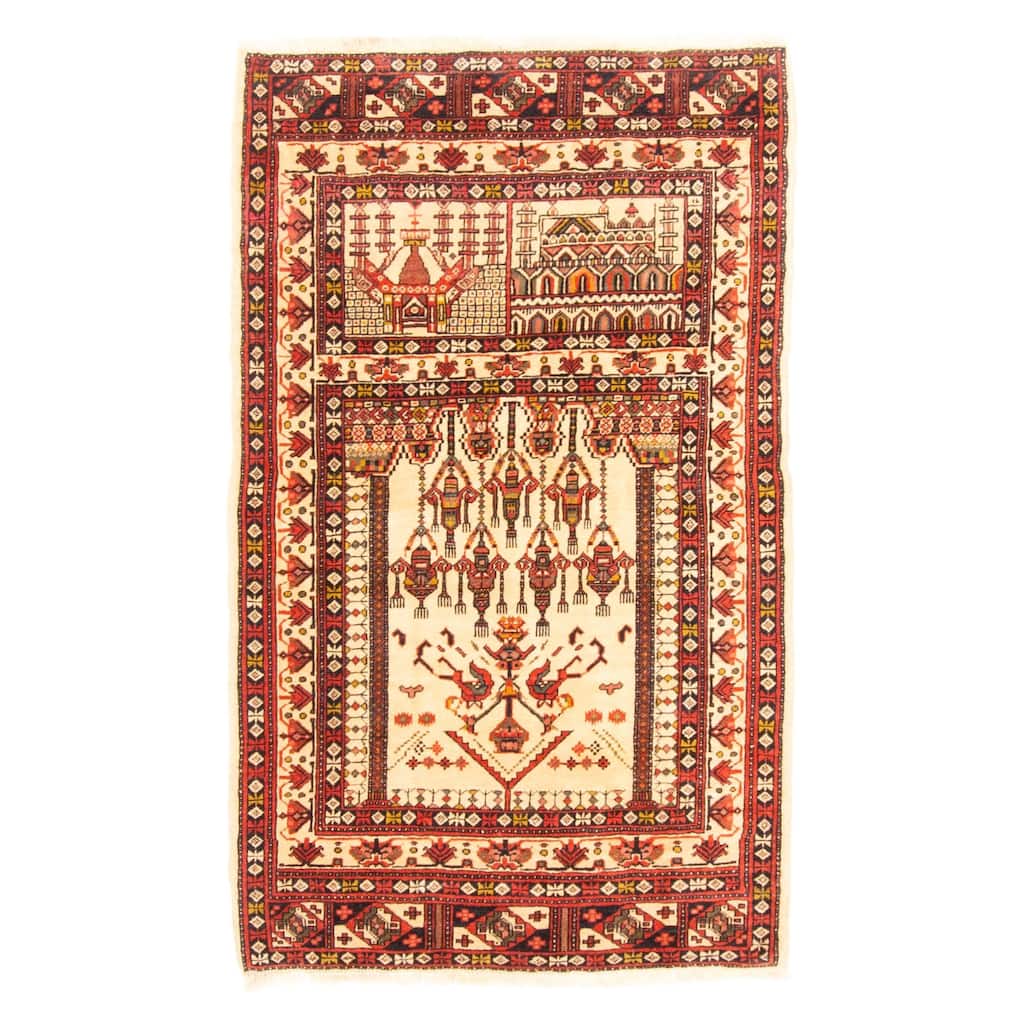 ECARPETGALLERY Hand-knotted Teimani Beige Wool Rug - 2'8 x 4'5