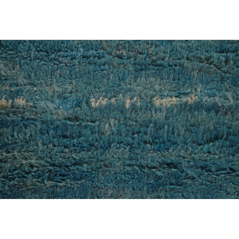 Geometric Plush Moroccan Oriental Area Rug Hand-Knotted Wool Carpet - 7'11" x 10'9"