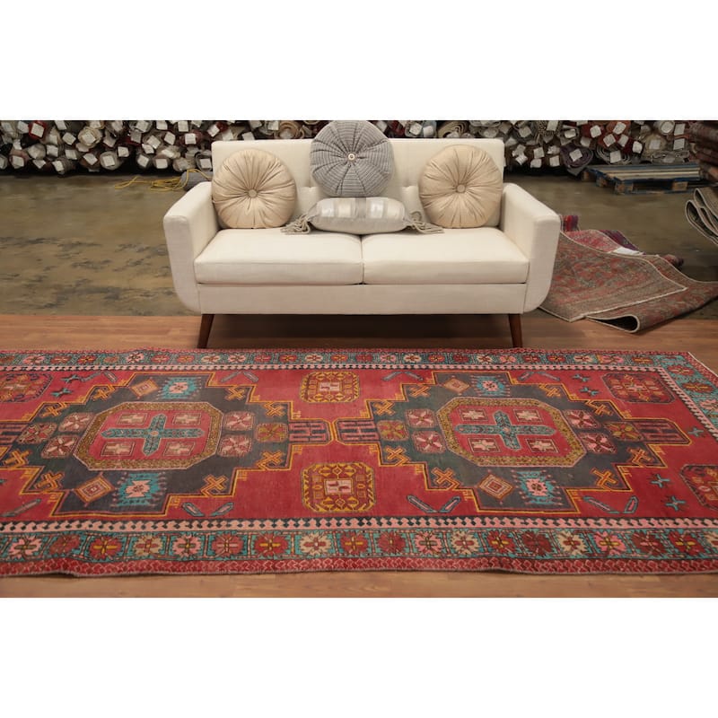 Hand Knotted Oriental 100% Wool Carpet Traditional Tribal Red Ardebil Area Rug - 10' 4'' X 4' 6''