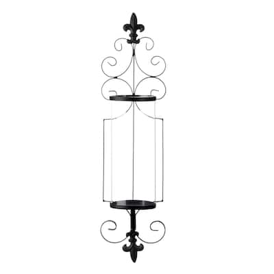 28" Black and Clear Contemporary Candle Wall Sconce