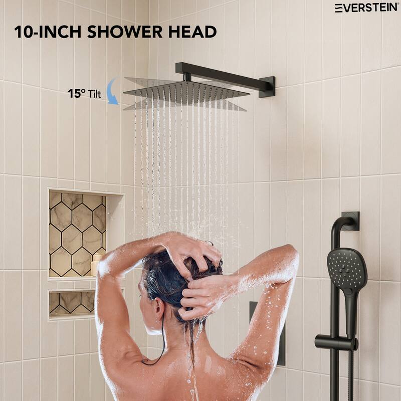 Pressure-Balanced Shower System ,10-Inch Rainfall Shower Faucet with 3-Function Handheld Shower