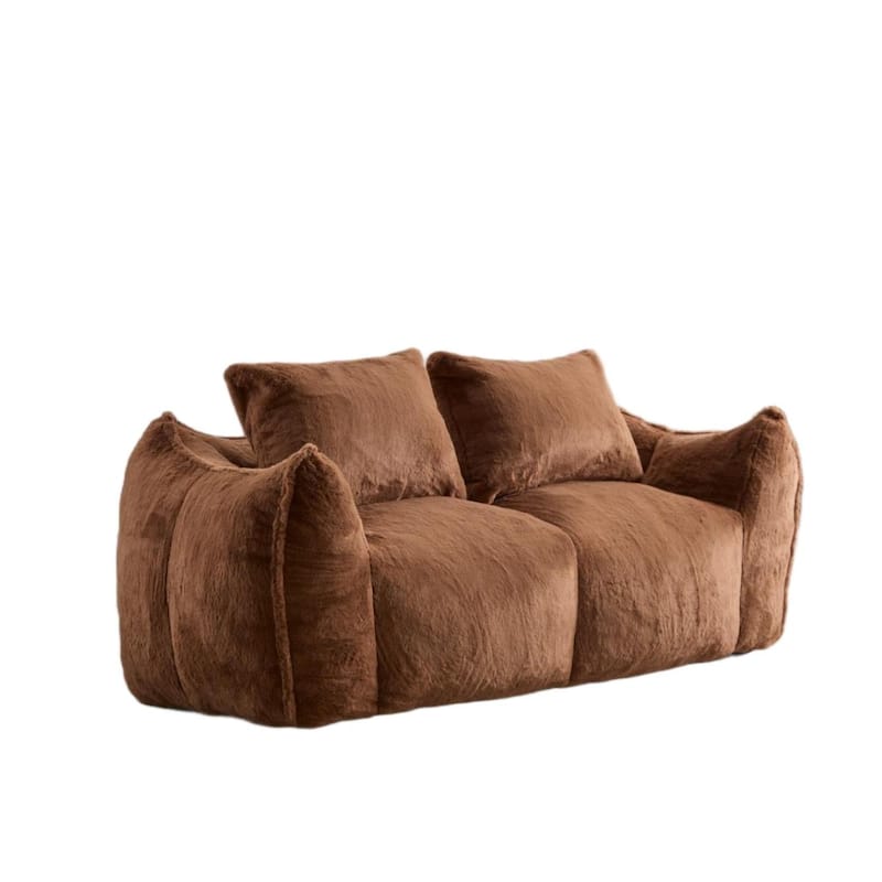 Giant Lazy Bean Bag Couch Chair Ultra Soft Fluffy Loveseat Sofa Chaise Lounge Indoor Cozy Faux Fur Reading Chair with Pillows