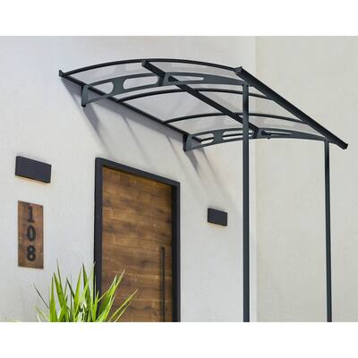 Vega 7 ft. x 7 ft. Gray/Clear Door and Window Fixed Awning