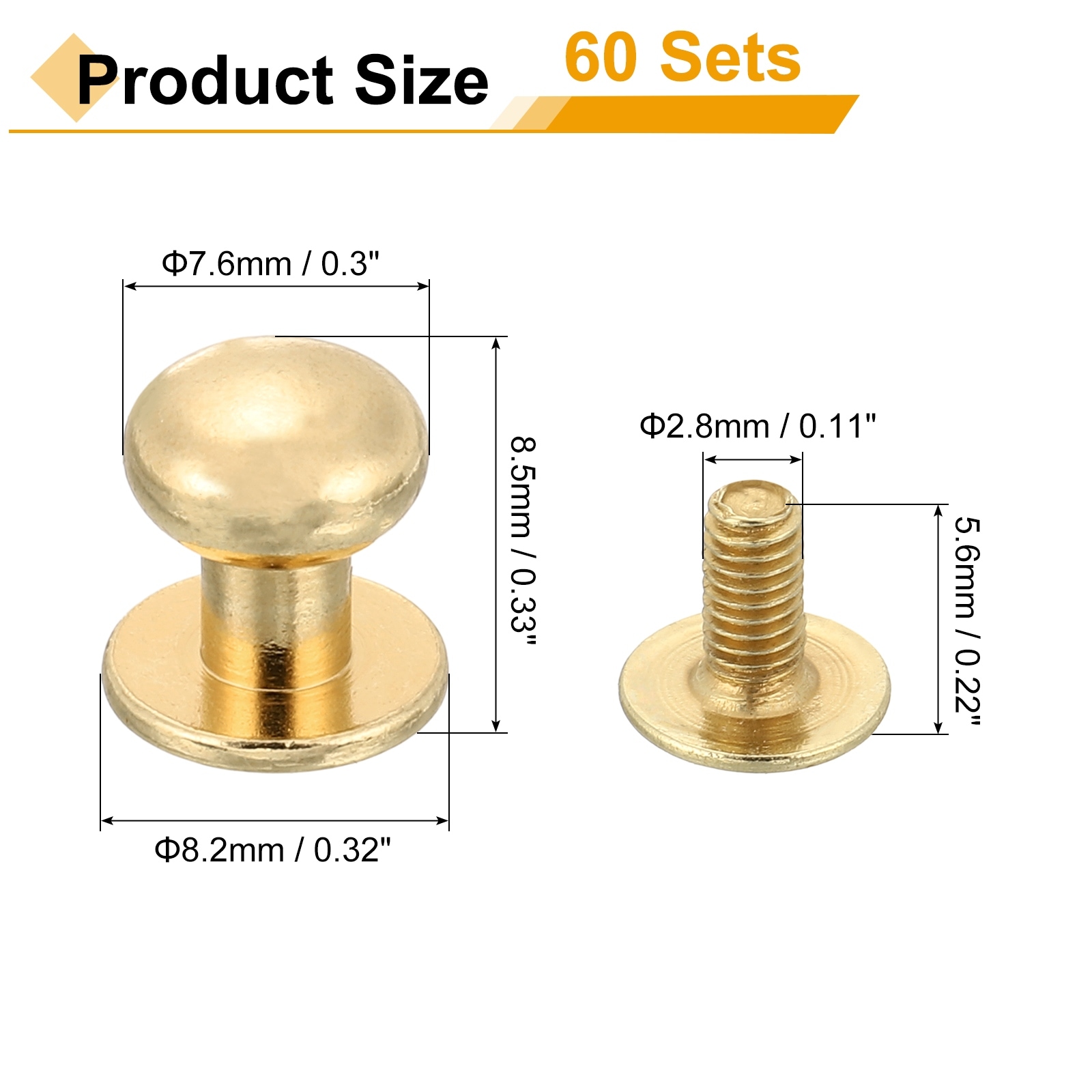 Chicago Screws Round Head Button Leathercraft Rivets for DIY Leather Crafting Decoration Handbag