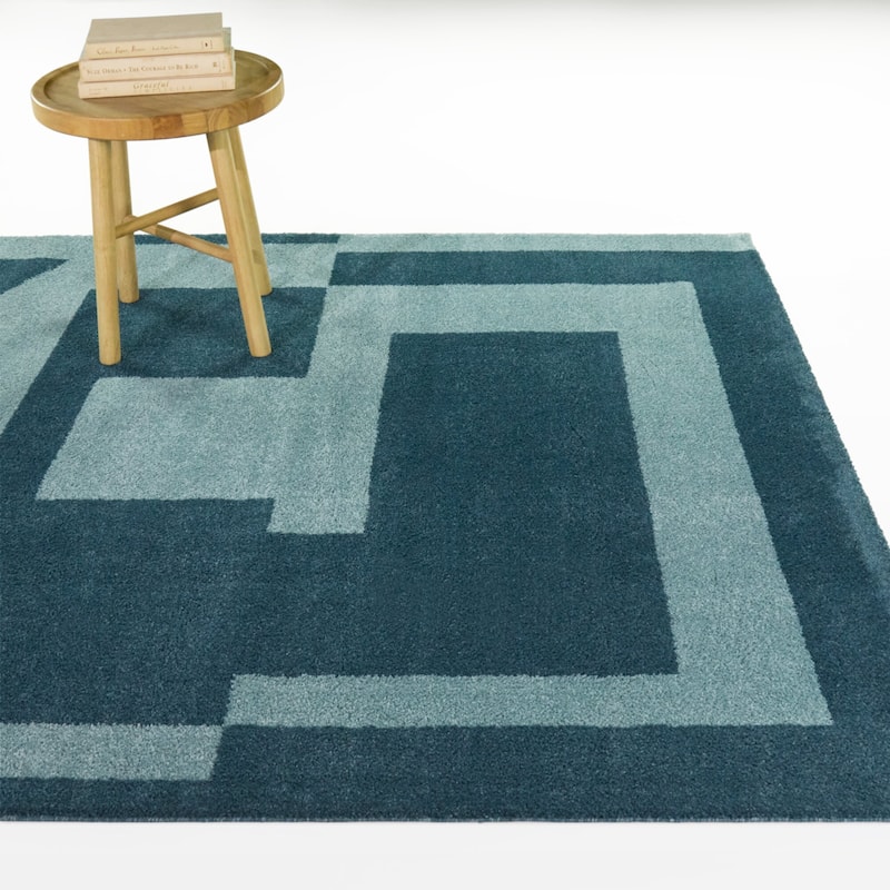 Andrade Modern Geometric Area Rug - Teal/Light Blue - 7'10" x 10'