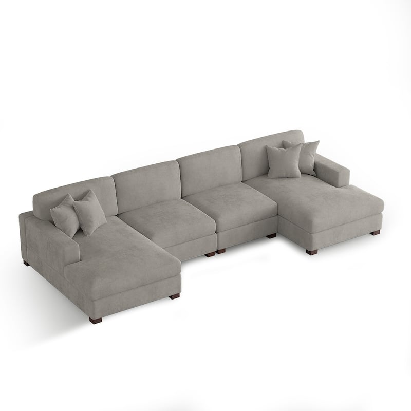 Modern Upholstered Chenille Modular Sectional Sofa with 2 Chaise