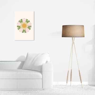 Wynwood Studio Canvas Floral and Botanical Sun in a Floral Bubble Gold and Modern & Contemporary Wall Art Canvas Print