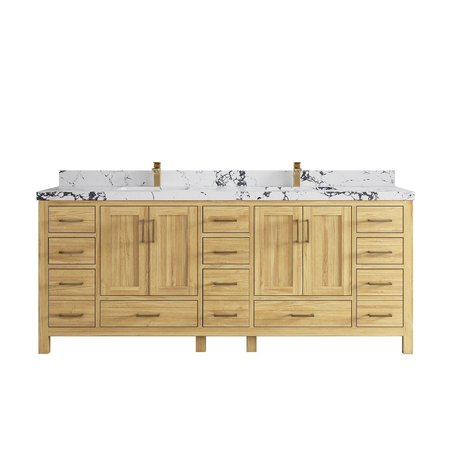 Willow Collections 84 in. W x 22 in. D Malibu Teak Wood Double Bowl Sink Bathroom Vanity with Countertop