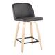 Option Grey Faux Leather/Square Black Footrest