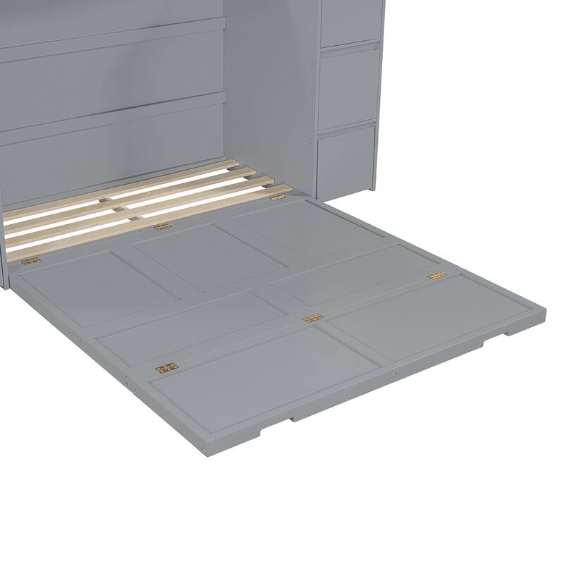 Modern Murphy Bed with Drawers, Cabinets, and USB Ports