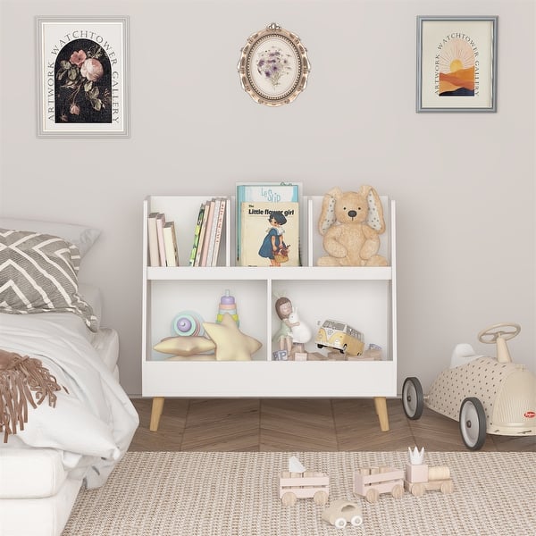 slide 2 of 5, White Kids Bookshelf and Toy Organizer White