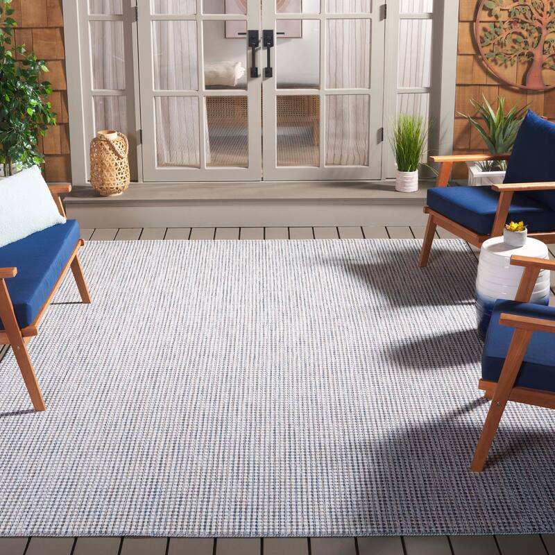 SAFAVIEH Courtyard Jessy Casual Waterproof Patio Backyard Rug - 8' x 10' - Ivory/Beige Grey