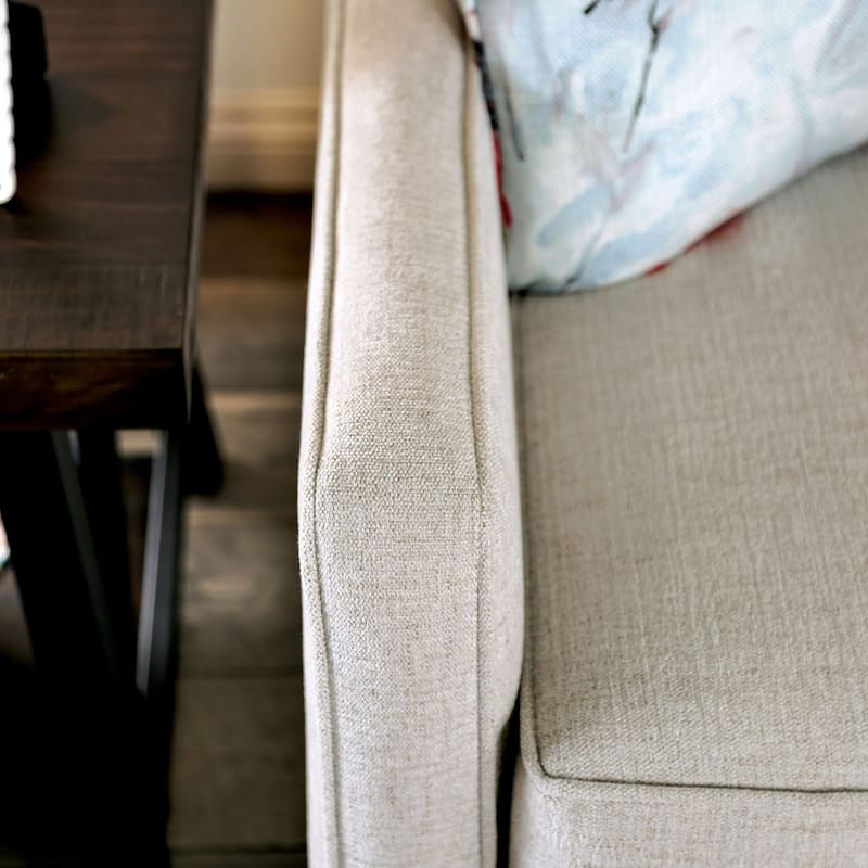 Lilu Transitional Ivory Chenille Upholstered Sloped Arms Sofa by Furniture of America