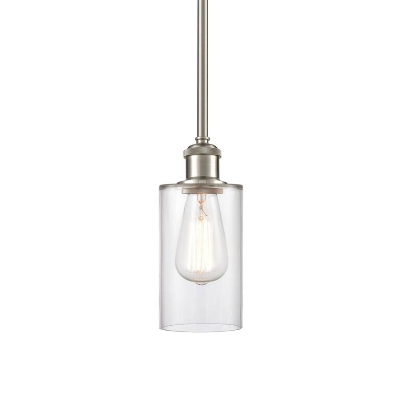 Innovations Lighting 516-1S-10-4 Clymer Pendant Clymer 4" Wide Mini - Clear / Brushed Satin Nickel