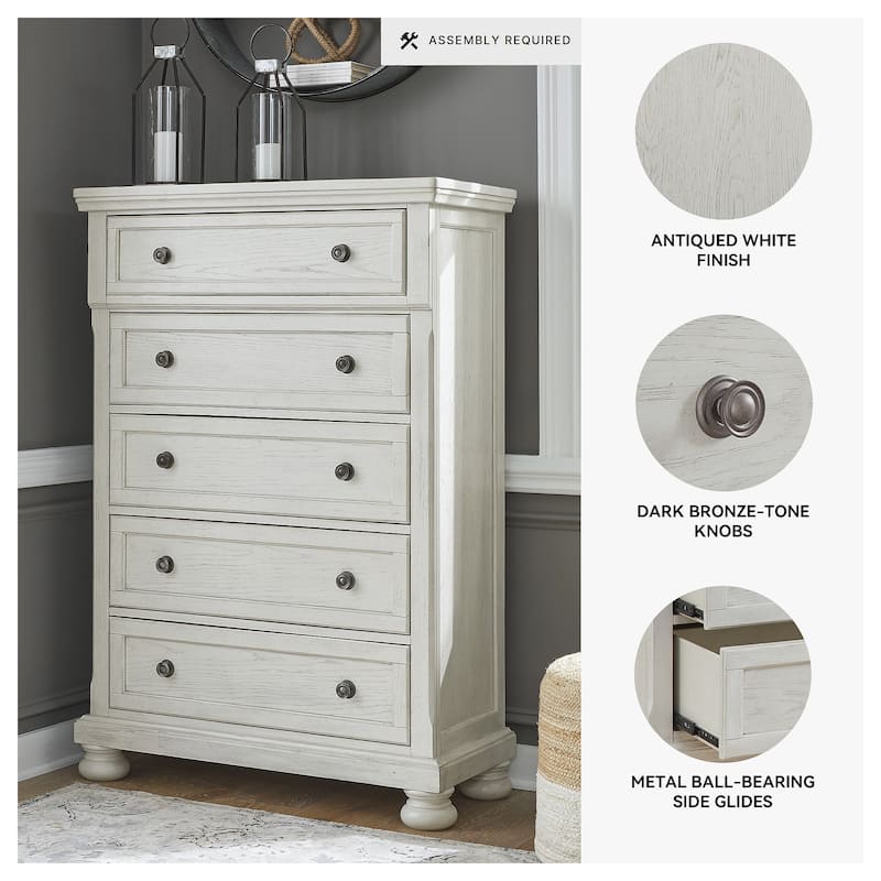 Signature Design by Ashley Robbinsdale Antique White Five Drawer Chest
