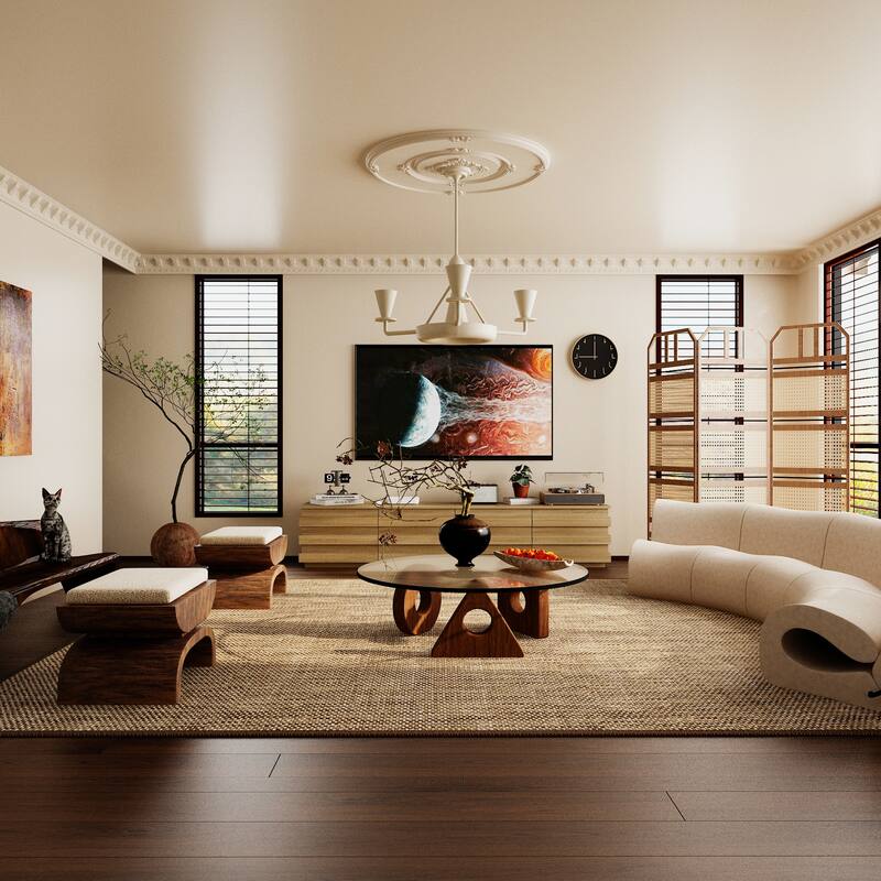 Contemporary Wooden TV Stand Entertainment Center: Minimalist Design Meets Functional Storage