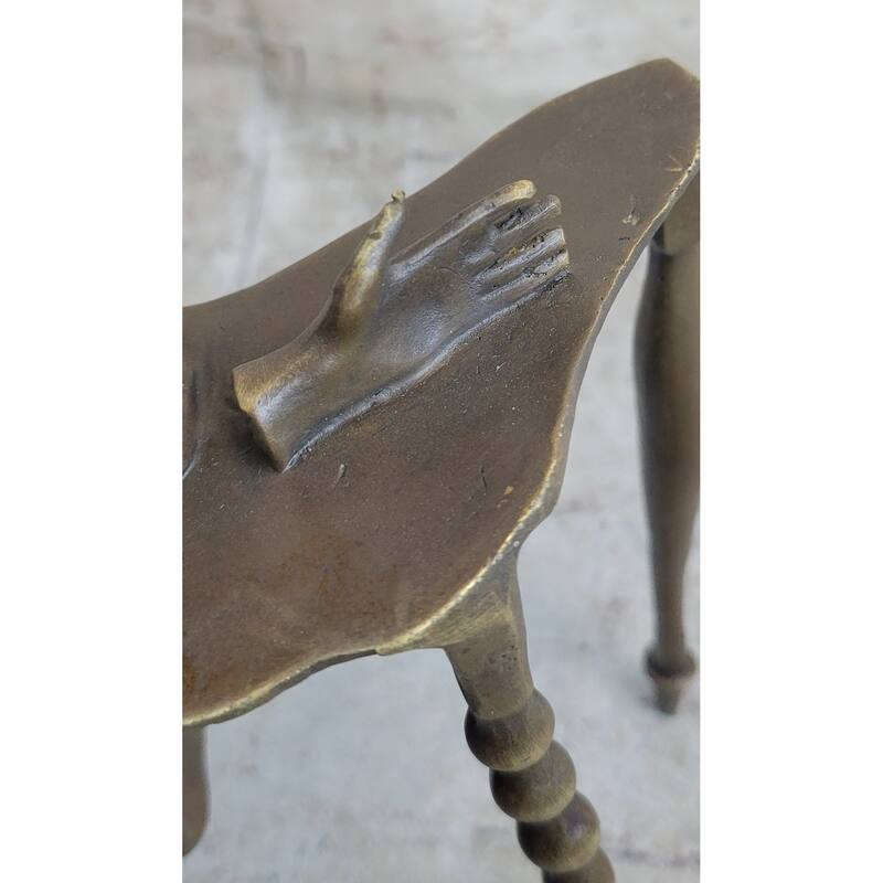 Disembodied Head Floating Over Table - Scary Surrealist Bronze Sculpture By Dali