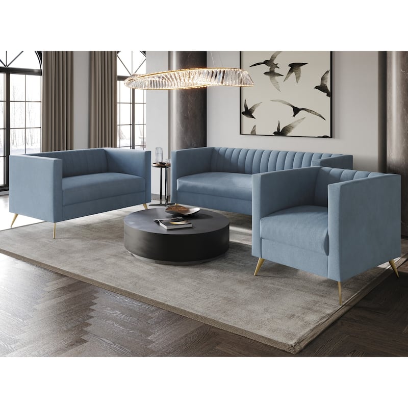 Clayfell Weiss Velvet Square Arm Chair/ Loveseat/ Sofa