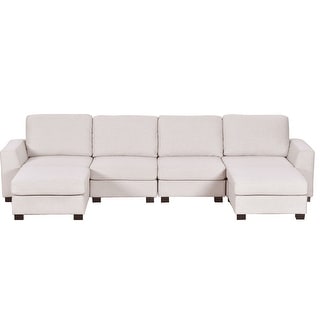 3 Pieces U-shaped Sofa with Removable Ottomans