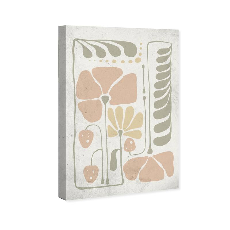 Wynwood Studio Canvas Floral and Botanical Abstract Floral Pastel White and Neon Green Wall Art Canvas Print