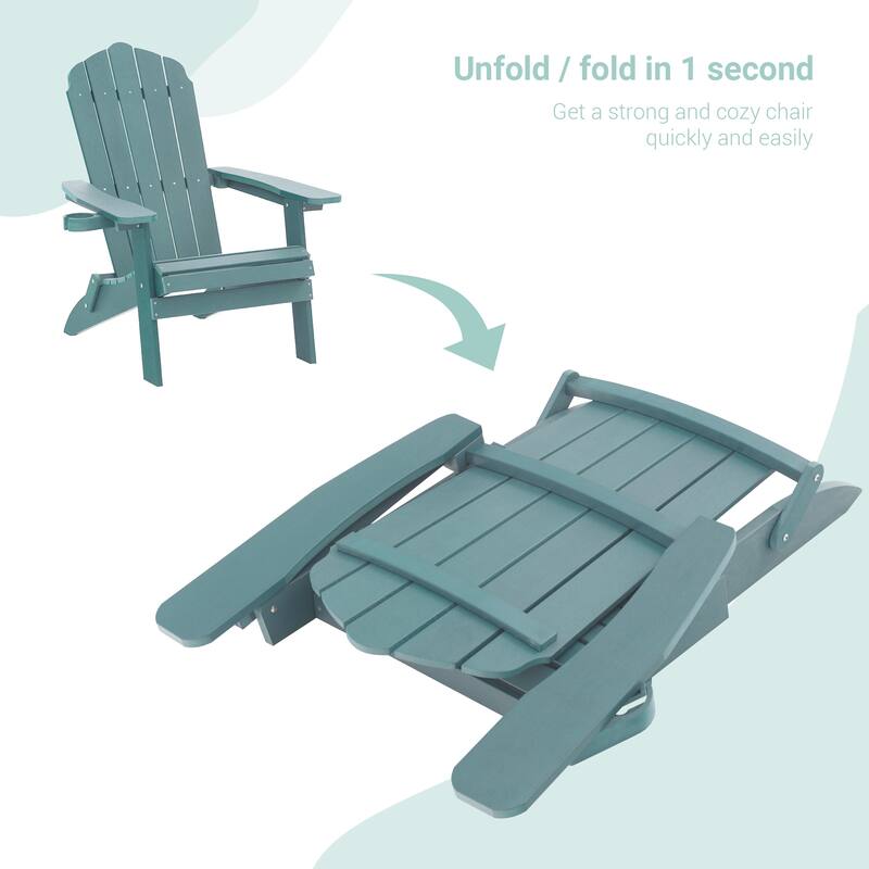 LIVOOSUN Outdoor Folding Adirondack Chair w/Cup Holder Set of 2 or 4