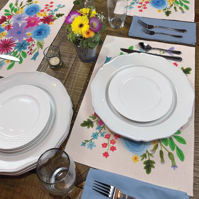 4-Pack Poly-Cotton Blend Placemats Manufactured in The USA Machine Washable Dryer Safe