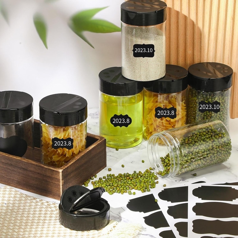 Plastic Spice Jars with Black Cap Clear Bed Bath Beyond 39462545