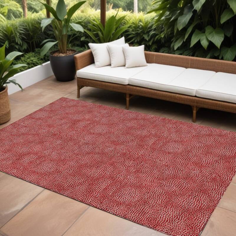 HomeRoots Geometric Transitional Rectangle Outdoor Rug - 9' X 12'