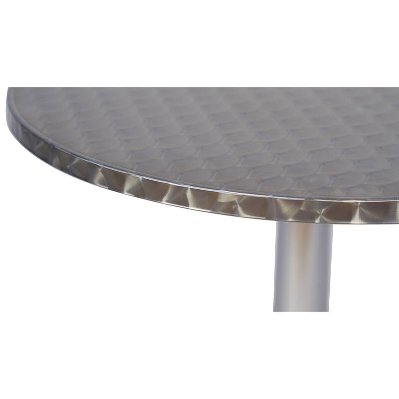 BTEXPERT Indoor Outdoor 23.75" Round Restaurant Table Steel Aluminum + 4 Brown Restaurant Rattan Stack Chairs