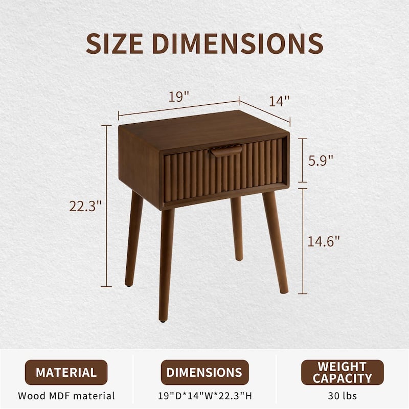 SUNBURY Mid-Century End Table with Drawer