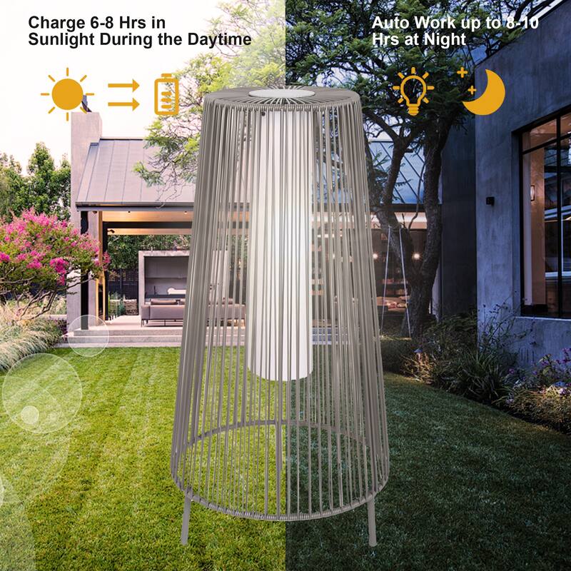2 Pack Patio Floor Lamp Waterproof Solar Light