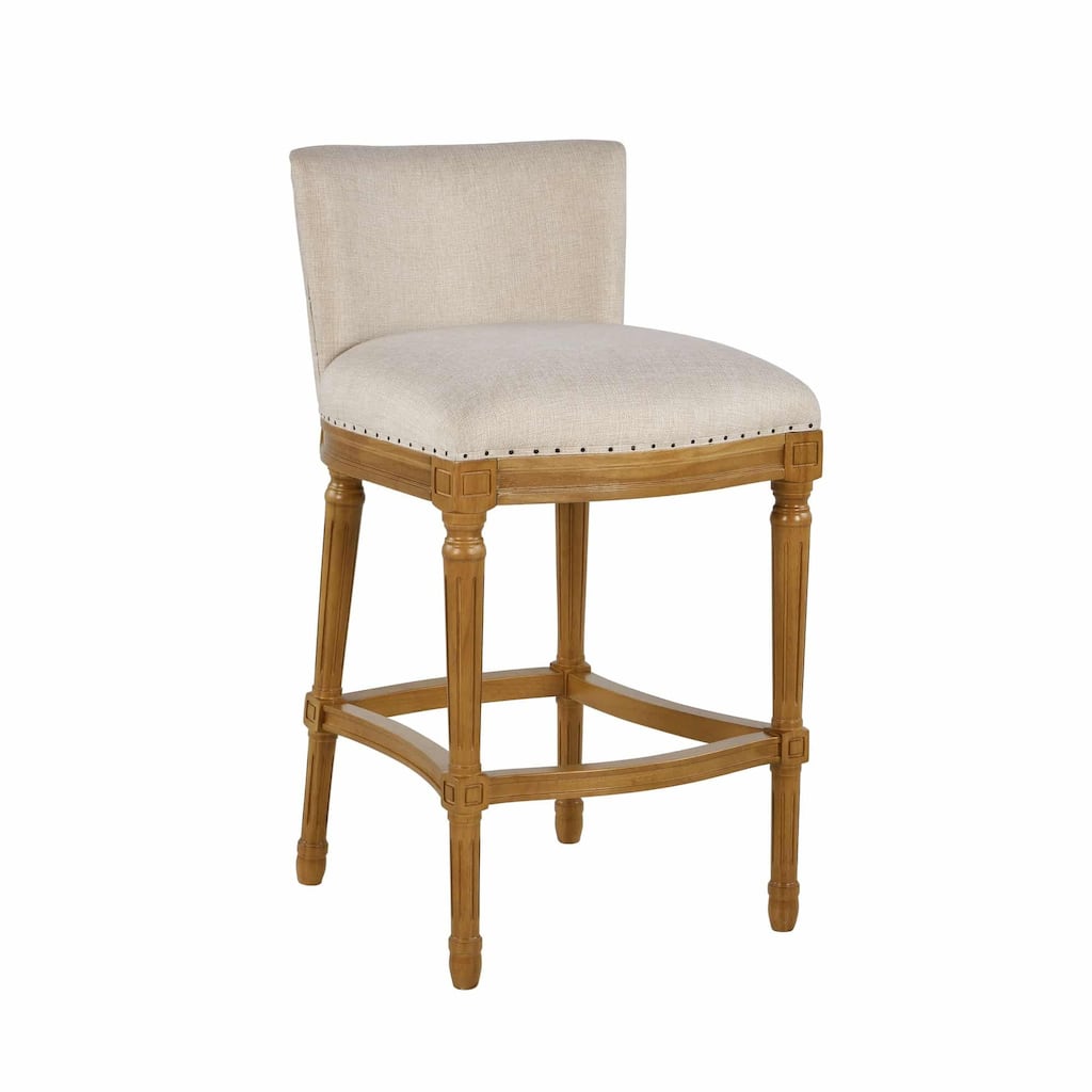 Francesca Linen and Oak Wood Bar Stool
