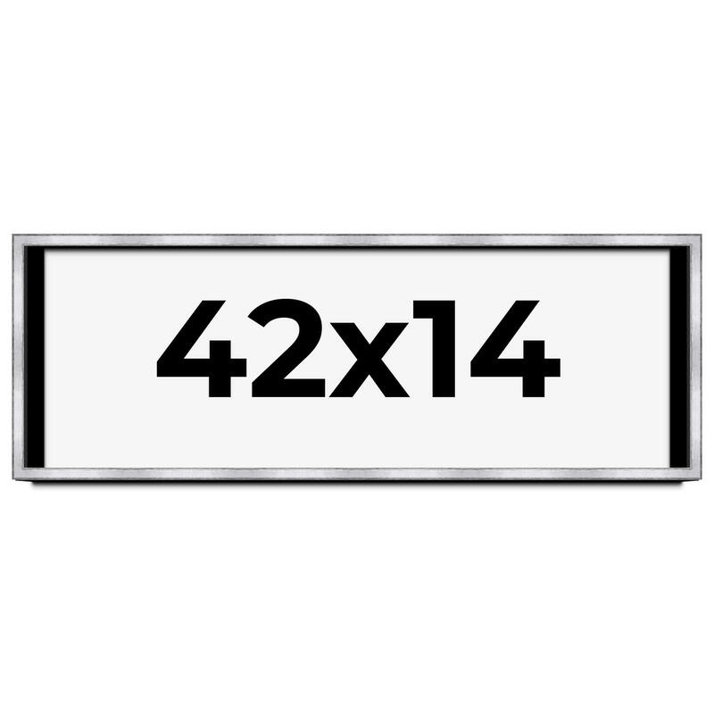 42x14 Shadow Box Frame Silver | 1.375 Inches Deep Real Wood