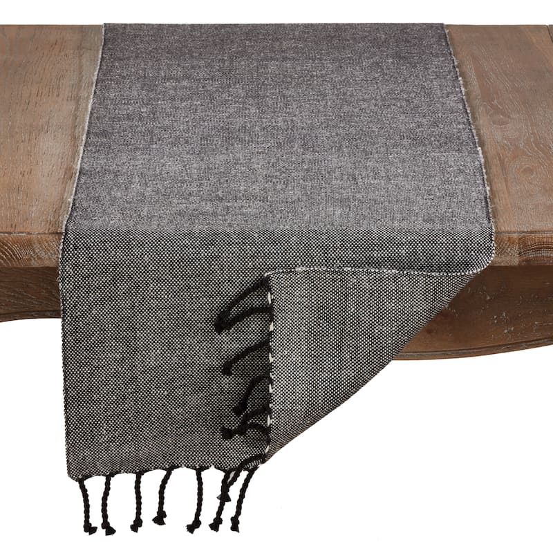 Solid Tasseled Cotton And Jute Runner