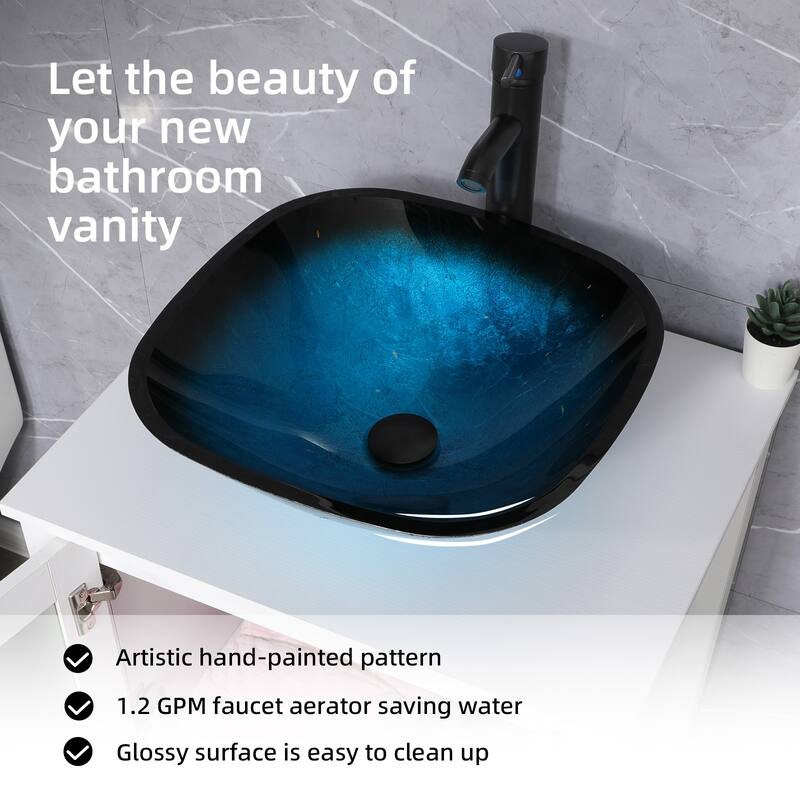 48" Bathroom Vanity Set Vessel Sink Faucet W/ Small Cabinet Combo