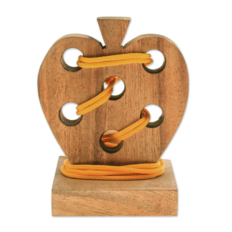 Novica Handmade Apple Embrace Wood Disentanglement Puzzle Game