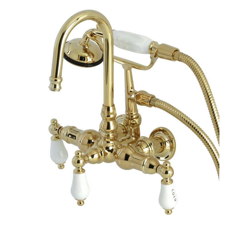 Kingston Brass Vintage Wall Mounted Clawfoot Tub Filler with Built-In - Polished Brass