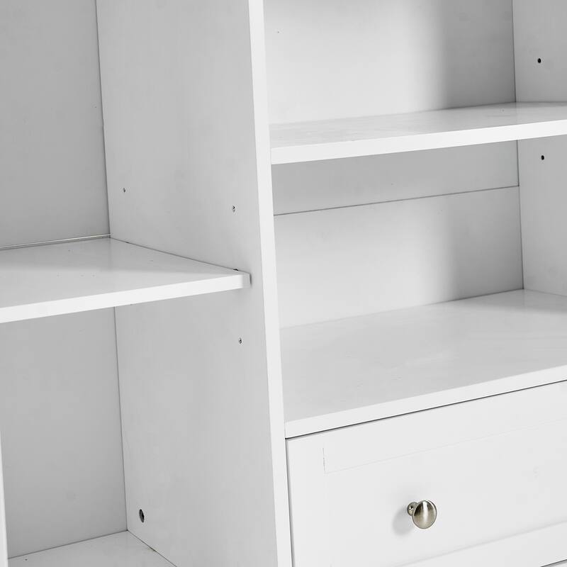 Sideboard Cabinet with 2 Glass Doors & 1 Drawer, Large Kitchen Storage Cabinet, Wooden Coffee Bar with Adjustable Shelves