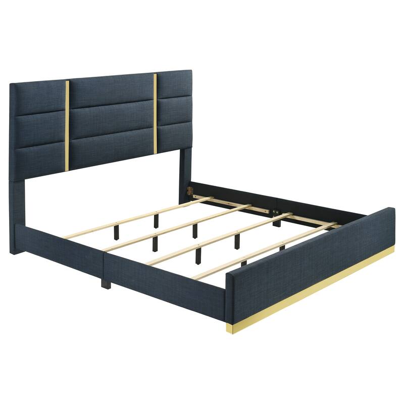 Ines 52-inch Fabric Upholstered Panel Bed - Navy - King