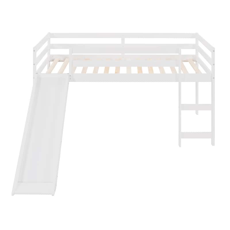 Twin Size Solid Wood Loft Bed with Slide