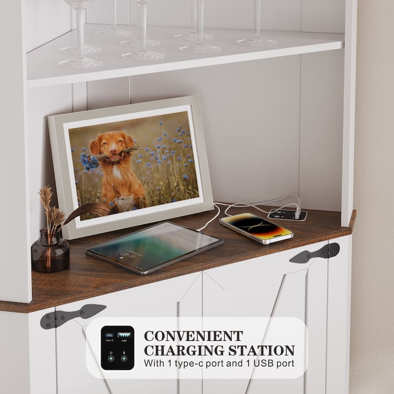 66" Tall Corner Cabinet With Led Light