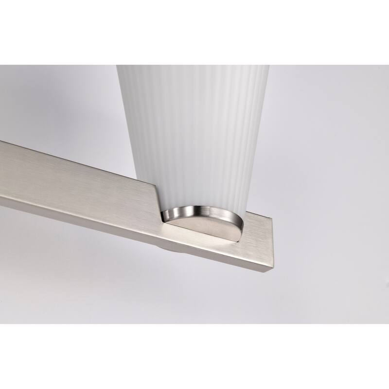Royale 3 Light Vanity Brushed Nickel Finish Ribbed White Glass - Brushed Nickel